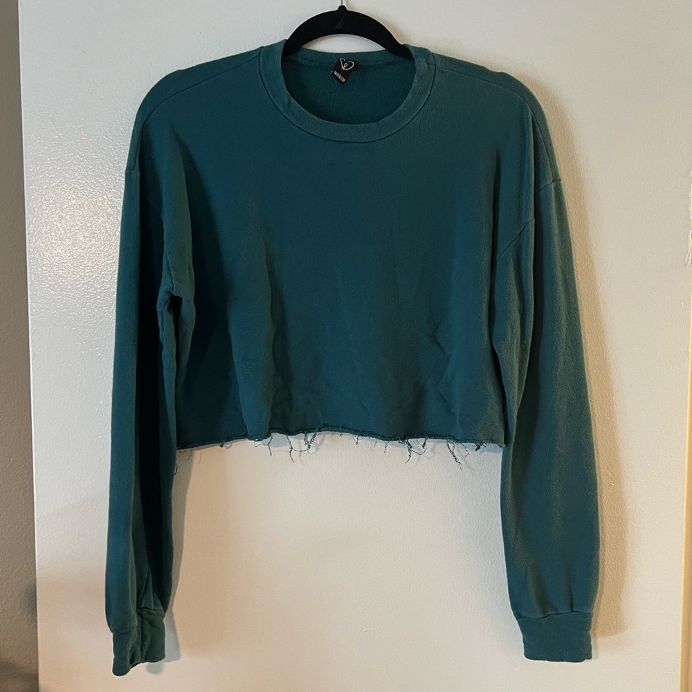 Blue long sleeve crop top